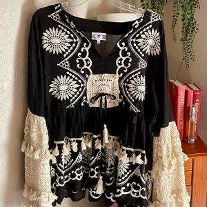 NJ Couture Boho Blouse Sz M/L